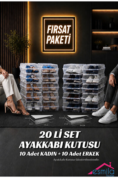 Coffee Moni 20 Lİ SET ERKEK KADIN AYAKKABI KUTUSU 10 ADET KADIN 10 ADET ERKEK...