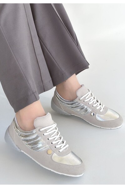 pabucmarketi Gray Silver Women's Sneakers