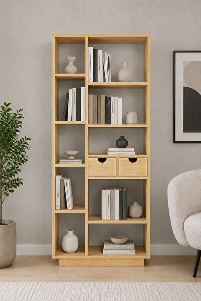 ARNETTİ Luma Kitaplık Beyaz Safirmeşe | 10 Raflı 2 Kapaklı Çok Amaçlı Kitaplı...