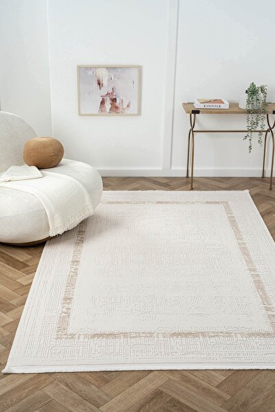Cotto Home Ottowa OT003A Krem Bej Halı Klasik Desenli Tozu Az Akrilik Pamuk T...