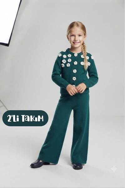 Hilal Akıncı Kids Tricotaje brodate cu margarete pentru fete, cardigan, trico...