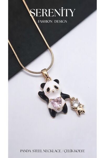 Serenity Panda Figured Steel Necklace