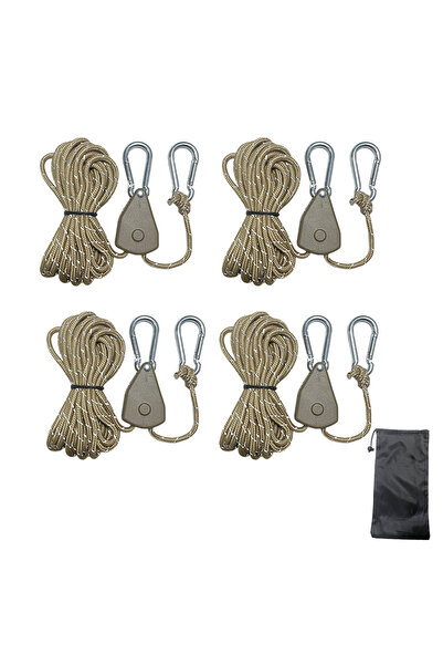 Choice Khaki 4Pcs 400cm Camping Tent Tie Down Rope Tightener Fastening Wind R...