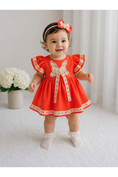 Elwirababyboutiqe rochie vintage portocalie