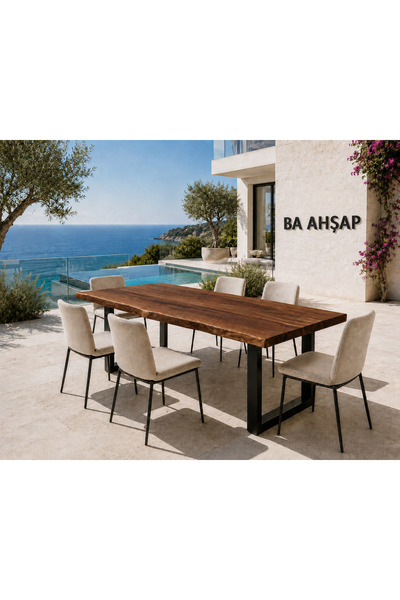 BRK Design BA AHŞAP Masif Ahşap Yemek Masası Kare Ayak_BD_80X140