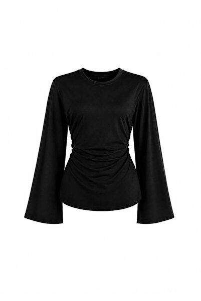 MYCPARL Waist-Tied Wide Sleeve Modal Fabric Design Blouse
