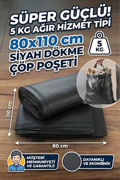 5 Kg Siyah Dökme Çöp Poşeti 80x110 cm