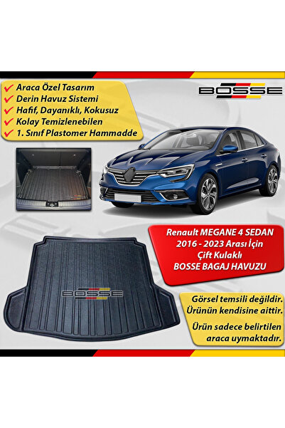 BOSSE Renault Megane 4 Bagaj Havuzu Sedan Çift Kulak 2016 2023 Arası Araca Öz...