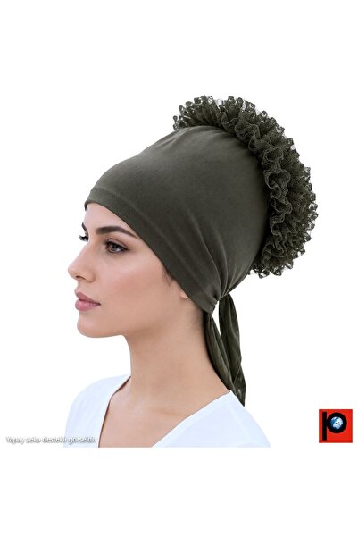 PAKER GİYİM Women's Ruffled Non-Slip Hijab Bun Bonnet