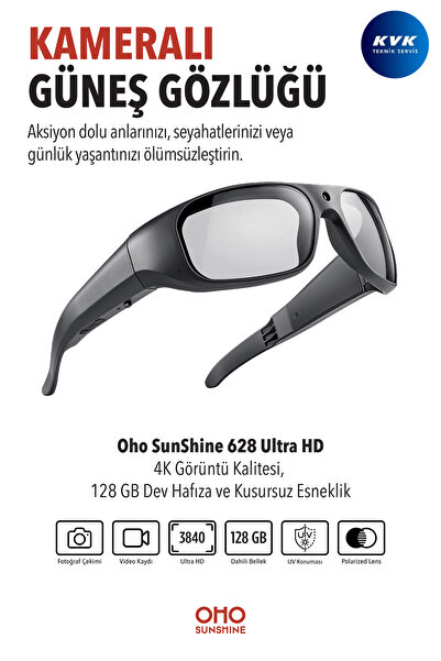 OhO sunshine 628 4K Ultra HD Kameralı Akıllı Güneş Gözlüğü - 128GB Hafıza, TR...