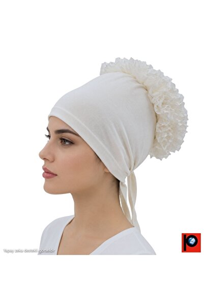 PAKER GİYİM Women's Ruffled Non-Slip Hijab Bun Bonnet