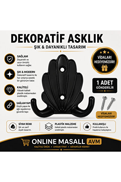 Online Masall AVM Mercan askı plastik ( 1 adet) vestiyer ve dolap askılık vid...