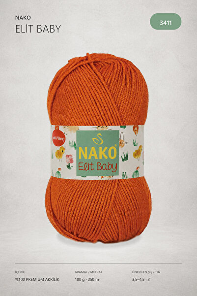 NAKO N.ako Elit Baby Anti Pilling Tüylenmeyen Bebek Ipi 3411 Kiremit