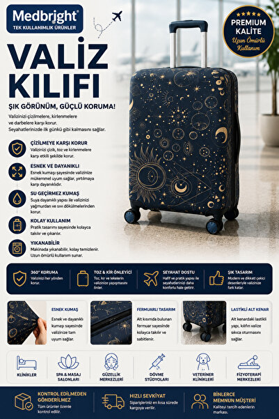 MEDBRIGHT Valiz Kılıfı Bavul Kılıfı Likralı Esnek Kumaş Ve Dayanıklı Valiz Kı...