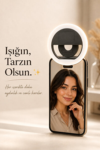Concord LED Selfie Işığı 3 Kademeli Güçlü Işık Yeni Nesil Type-C Şarjlı Tüm Telefonlara Uyumlu Kamera Dolgu Işığı
