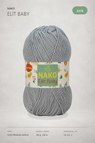 NAKO N.ako Elit Baby Anti Pilling Tüylenmeyen Bebek Ipi 5378 Gri