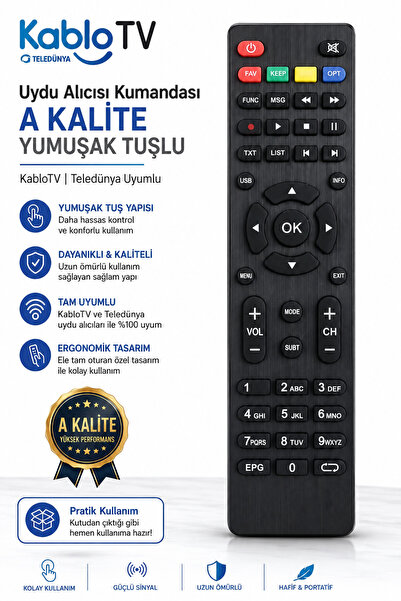 Astakos Türksat Kablo TV Uyumlu EPG Tuşlu A Kalite Akıllı Kumanda – Ergonomik...