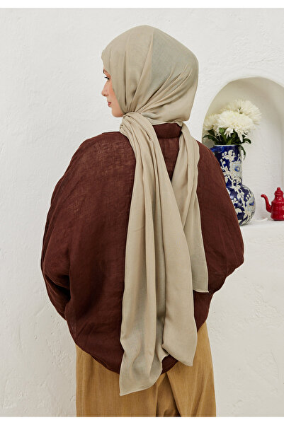 Freshscarfs Rami Viskon Şal Koyu Bej