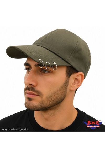 AXE SPORTSWEAR Unisex Khaki Summer Baseball Cap with Piercing Ring Detail and...