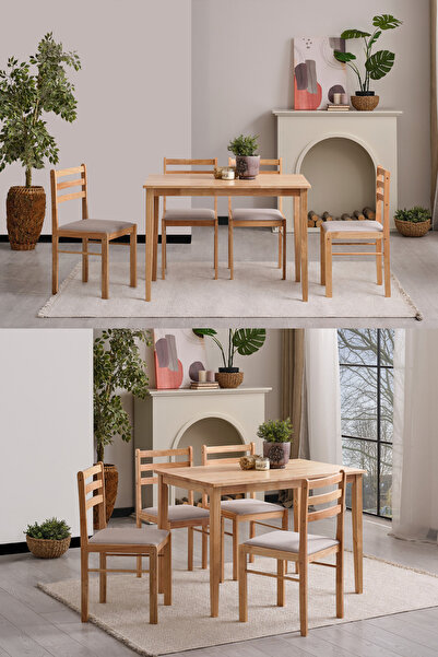 Msm Home & Living Borneo Mutfak Masası Takımı, Natural, 110x70