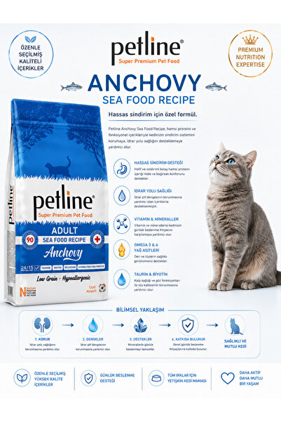 Petline Yerli Karadeniz Hamsili - Balıklı Yetişkin Kedi Maması 1.5 Kg - Anchovy
