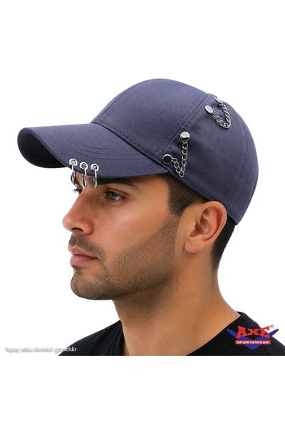 AXE SPORTSWEAR Summer Piercing Ring and Chain Detailed Baseball Cap Hat with ...