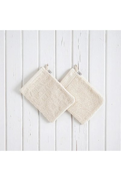 Ecocotton Towel Bath Washcloth 100% Cotton Curl Set of 2 Striped-Closure with Border Cream 15x20 Cm