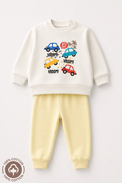 Miniel Baby Boy Cars Printed 100% Cotton 6-9-12 Months Top and Bottom 2-Piece...