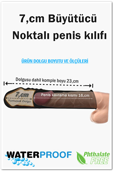 Dolgulu Tırtıklı 7 cm Uzatmalı Zenci Siyah Prezervatif Penis Kılıfı