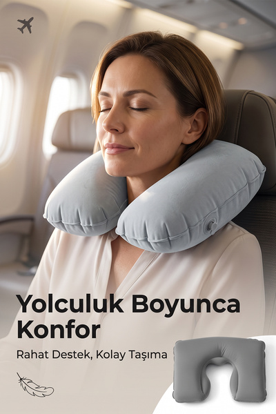 Genel Markalar Şişme Boyun Yastığı U Tipi Seyahat Yastığı Taşınabilir Konfor ...