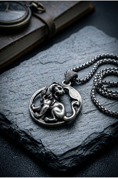 Begondio Leo Sign Figured Round Medallion Handcrafted Stainless Steel Chain M...