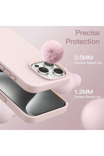 HyperAge iPhone 15 Pro Max Kılıf İçi Kadife Kamera Yükseltili Lansman Silikon Kapak Pudra Pembe