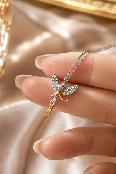 Spossy Silver Jewelry 925 Ayar Gümüş İki Renkli Gold/Silver Tinker Bell Peri ...