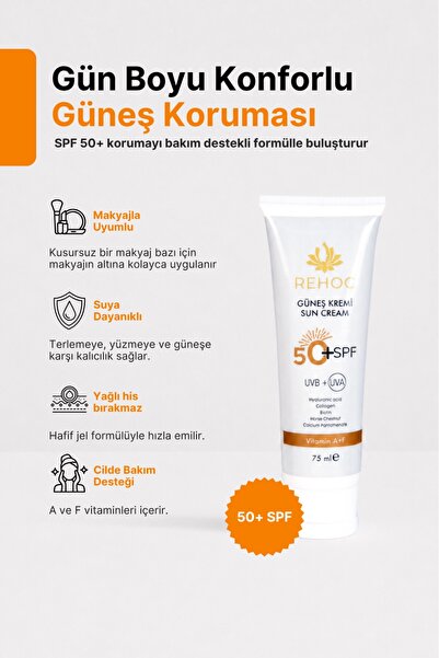 Rehoc Güneş Kremi SPF 50+ Yüksek Koruma - Vitamin A+F