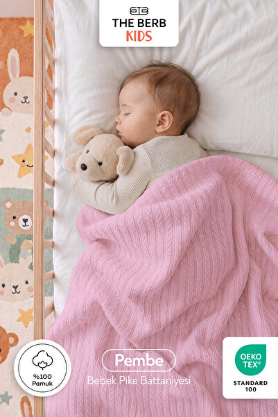 The Berb |   100% Cotton |   Knitted Pattern Baby Pique Blanket |   100X110 |...