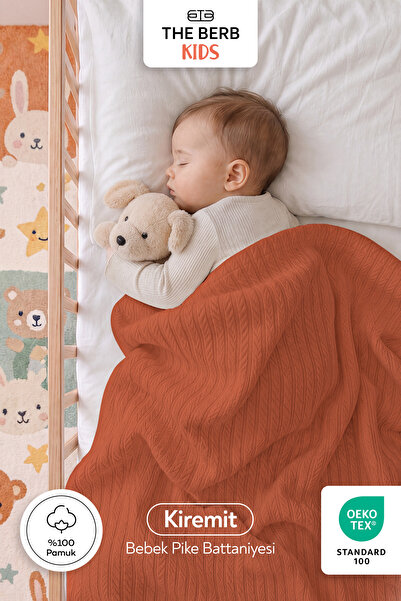 The Berb |   100% Cotton |   Knitted Pattern Baby Pique Blanket |   100X110 |...