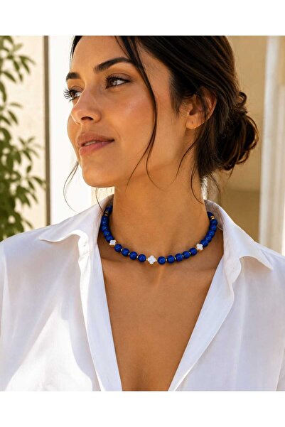 Sinem Şanlı Atelier Luna Yonca Detailed Lava Stone Choker Natural Stone Necklace