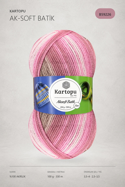 Kartopu Aksoft Batik Ebruli El Örgü İpi 59226