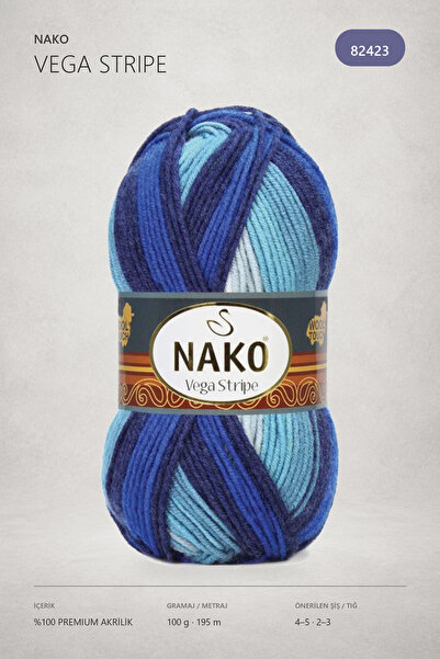 NAKO Vega Stripe Premium Akrilik El Örgü Ipi Yünü No: 82423