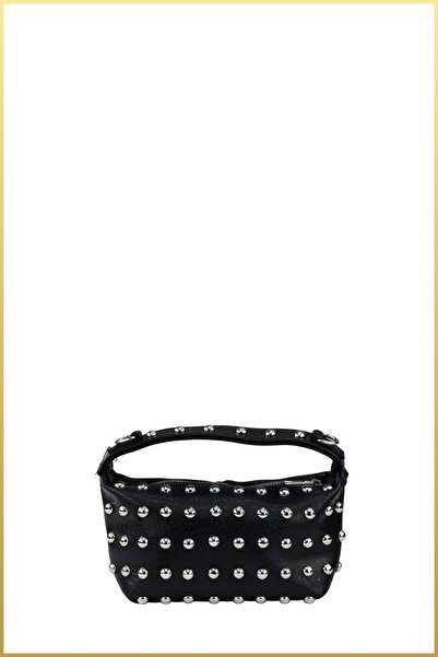 birizmoda Women's Mini Staple Detailed Chain Strap Hand and Shoulder Bag - Black