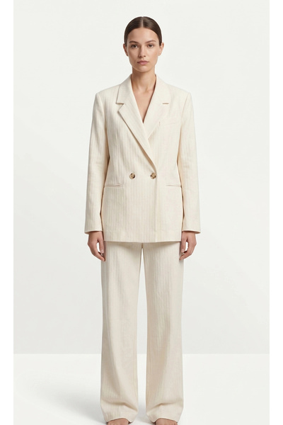 SHIN Butik SHIN Minimal Krem Blazer & Pantolon Takım