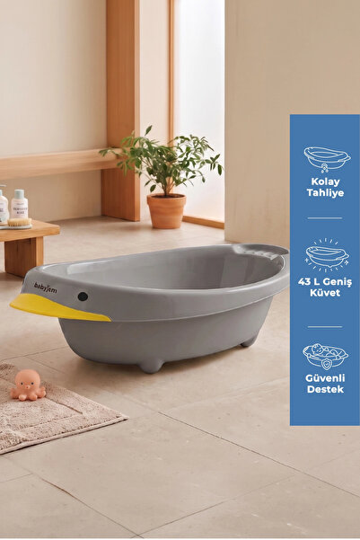 Babyjem Neşeli Ördek Bebek Banyo Küveti Soft Gri