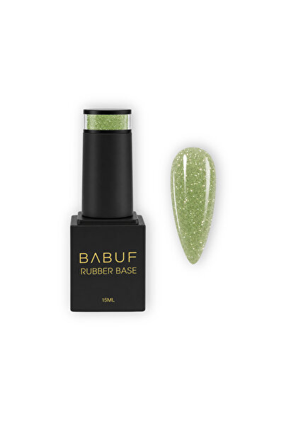 BABUF Bază Rubber Glitter BABUF, autonivelantă, Strălucirea Matcha RBG16, 15 ml