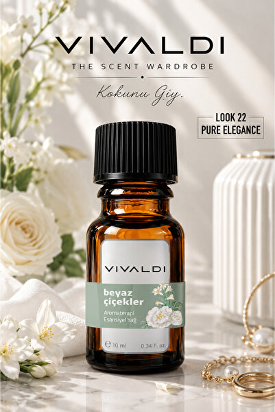 Vivaldi Home Beyaz Çiçekler Esansiyel Yağ 10 ml, Doğal Uçucu Yağ, Aromaterapi...