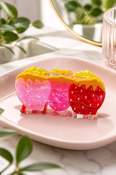 mosmoda Kırmızı Pembe Çilek Kemik Toka, 8cm