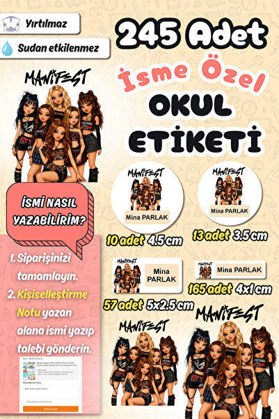 Sticker Ekspres Okul Etiketi Manifest Temalı Kalem Defter Etiketi Özel İsim Y...