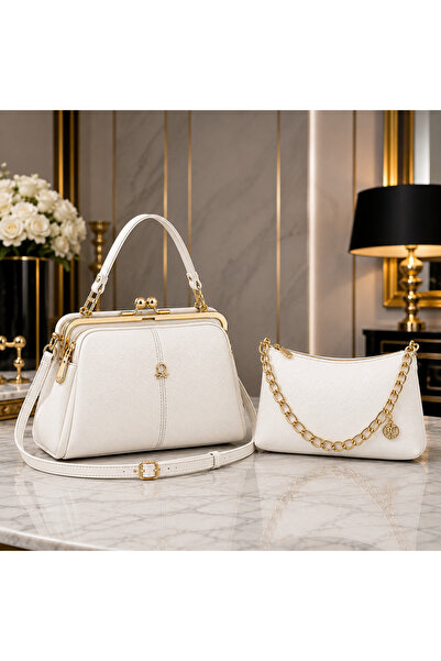 MODAMARKM Luxury Concept Double Set Women's Gold Accessory-Detail Shoulder Ba...