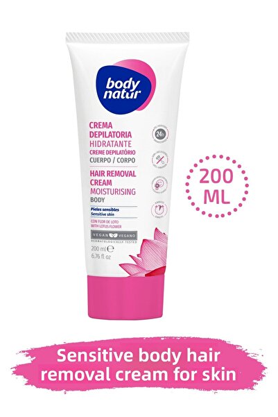 Body Natur Ενυδατική αποτριχωτική κρέμα σώματος - για ευαίσθητο δέρμα, με άνθ...