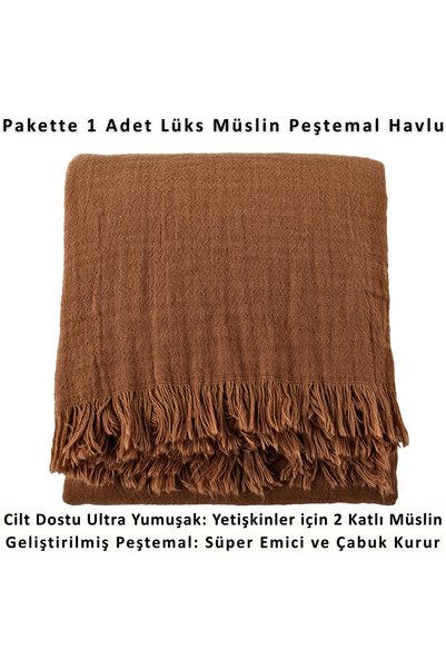 Püskül Tekstil Luxury Muslin Beach Towel Peshtemal, 100% Cotton High Quality Soft Quick Drying Muslin Towel