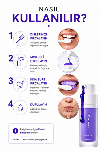 kozmolab V34 Diş Beyazlatıcı Mor Jel 30 ML
